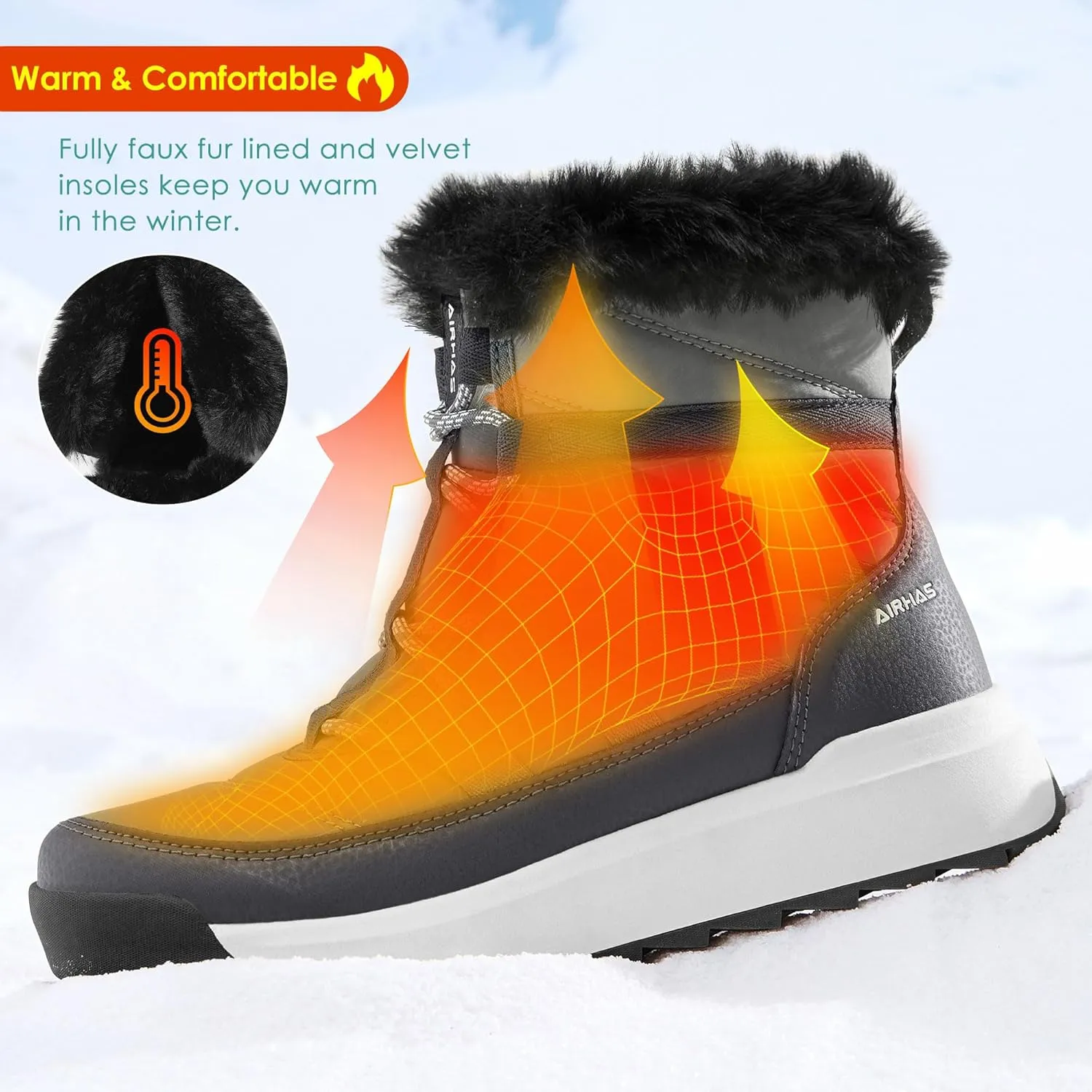 Women's Warm Snow Boots Cold Weather Winter Boots Fur Lined Comfortable Lightweight