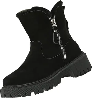 Women's Waterproof Winter Boots with Plush Lined Warm Anti-Slip Suede Ankle Boots Wide Calf Platform Boots