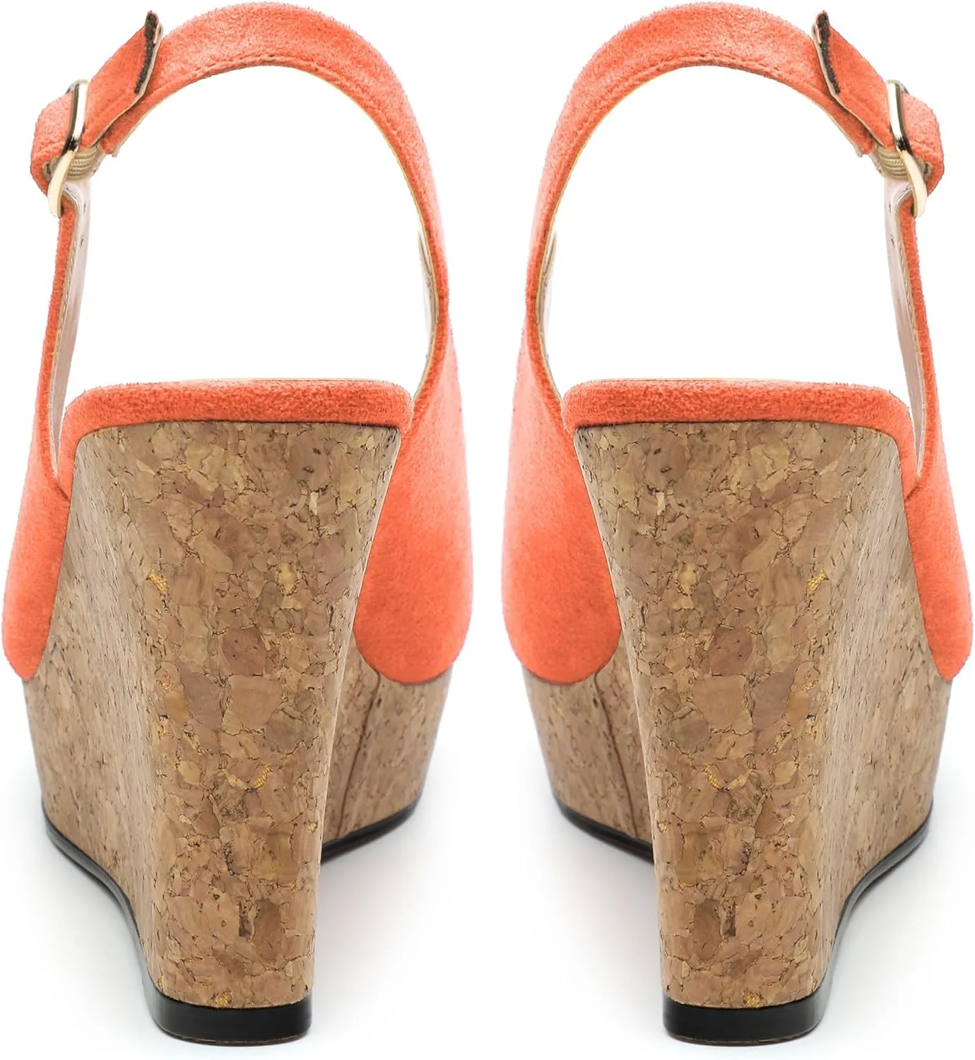 Womens Wedge Platform Sandals Peep Open Toe Slingback Buckle High Heel Dress Shoes Pumps Suede 3.94 Inch