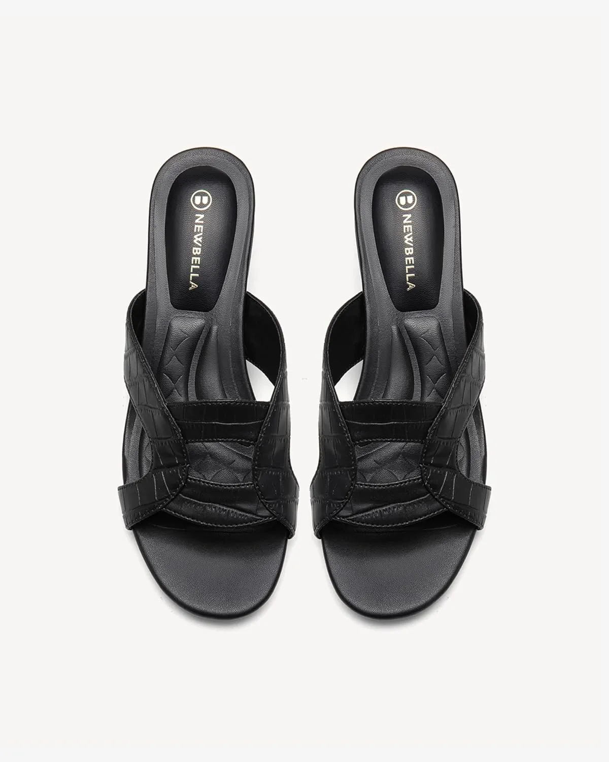 Women's Wide Width Heeled Mules - Round Toe Open-Toe Sandals for Wide Feet, Comfortable Slip-On Dressy Shoes