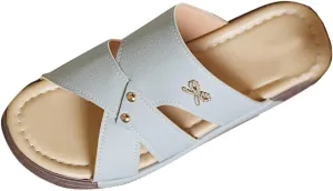 Womens Wide Width Sandals Platforms Criss Cross Strappy Cushion Footbed Comfortable Open Toe Slip On Beach Slippers