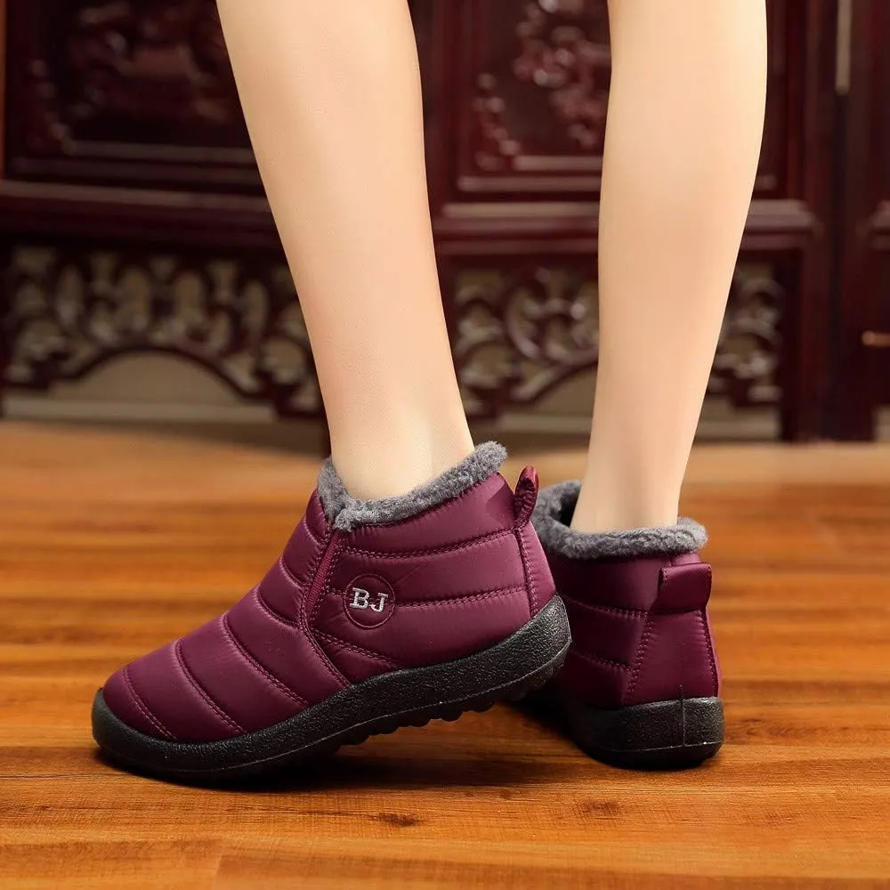 Women's Winter Snow Ankle Boots Fur Lined Waterproof Outdoor Slip On Booties Sneakers Anti-Slip Lightweight Ankle Bootie