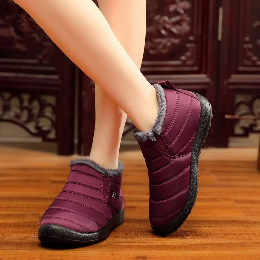 Women's Winter Snow Ankle Boots Fur Lined Waterproof Outdoor Slip On Booties Sneakers Anti-Slip Lightweight Ankle Bootie