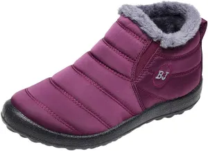 Women's Winter Snow Ankle Boots Fur Lined Waterproof Outdoor Slip On Booties Sneakers Anti-Slip Lightweight Ankle Bootie