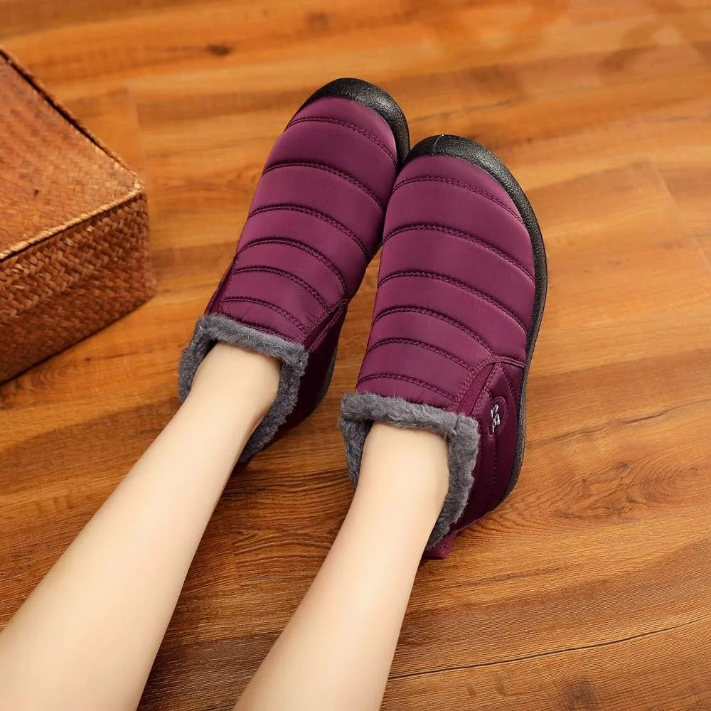 Women's Winter Snow Ankle Boots Fur Lined Waterproof Outdoor Slip On Booties Sneakers Anti-Slip Lightweight Ankle Bootie