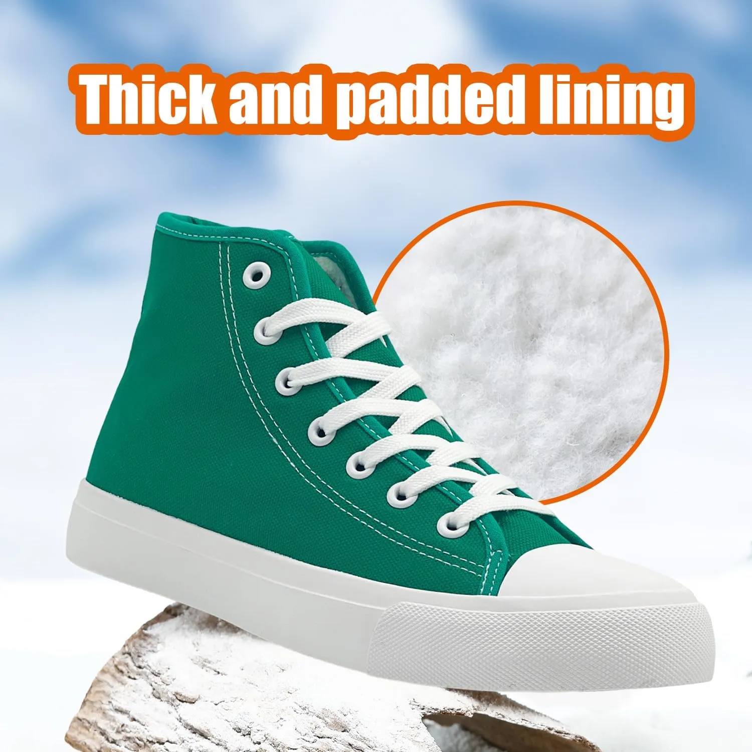 Womens Winter Snow Boots High Top Warm Canvas with Fur Lined Ankle Winter Sneakers