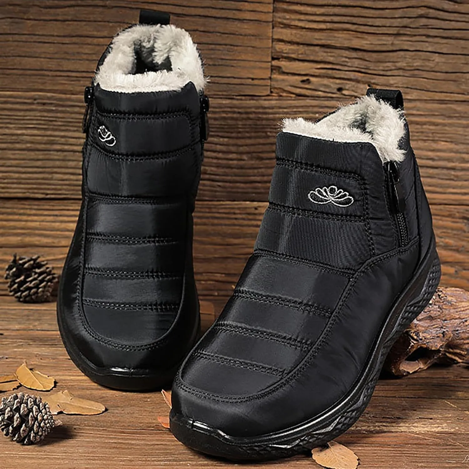 Womens Winter Snow Boots Women Ankle Booties Warm Fu𝐫 Lined 𝐖aterproof Insulated Slip On Outdoor Shoes