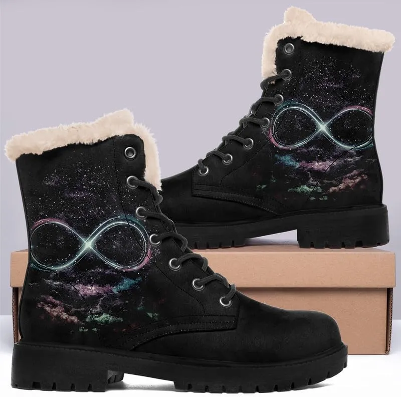 Womens Winter Sun And Moon Ankle Boots Fur Lined Warm Comfortable Snow Boots Lace up No Heel Short Waterproof Winter Boots For Women