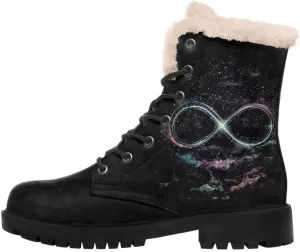 Womens Winter Sun And Moon Ankle Boots Fur Lined Warm Comfortable Snow Boots Lace up No Heel Short Waterproof Winter Boots For Women
