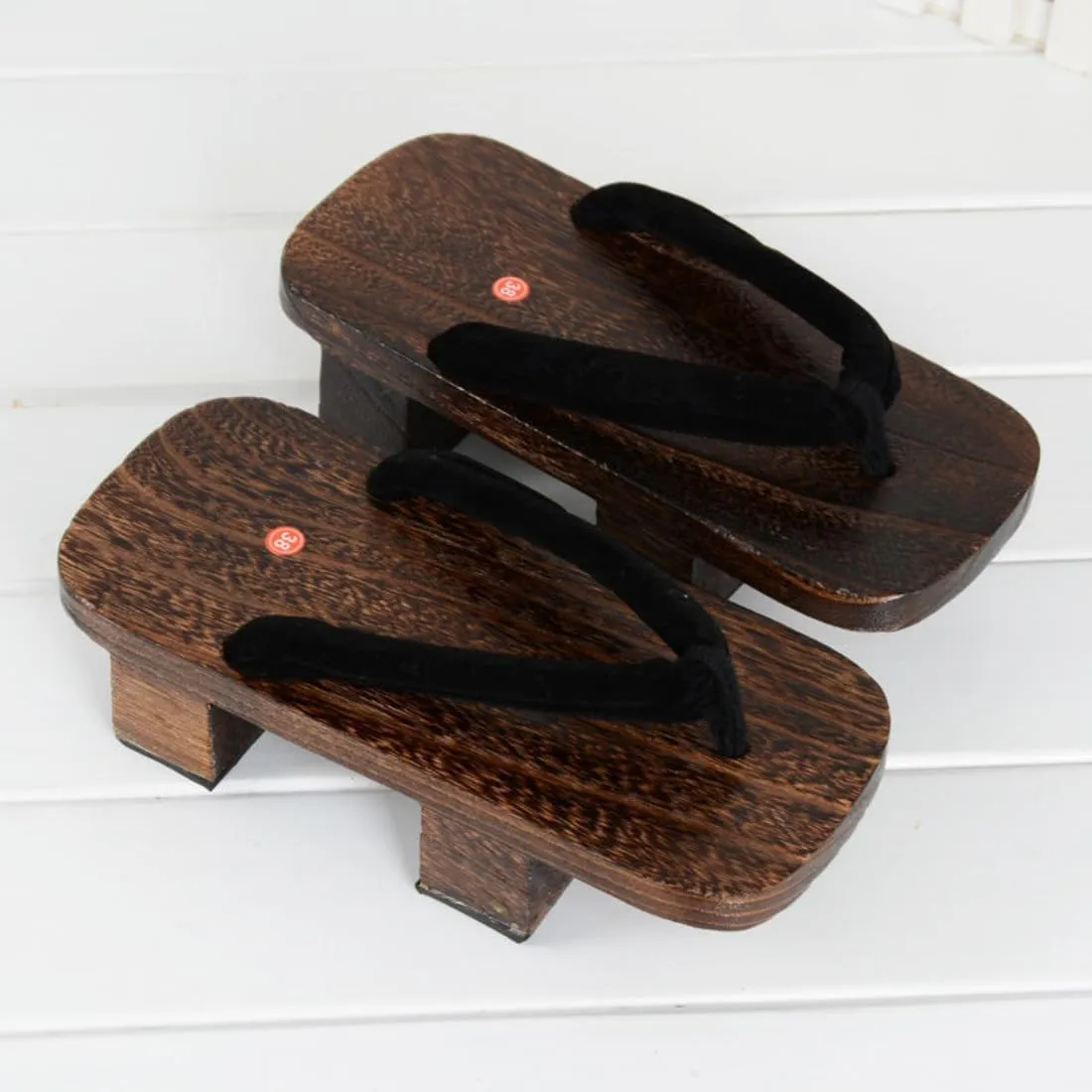 Wooden Geta Flip-Flops Sandals Floral Wooden Clogs Slippers Sandals Women's Height-Increasing Slippers
