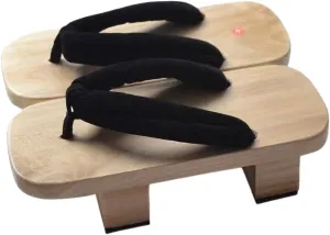 Wooden Geta Flip-Flops Sandals Floral Wooden Clogs Slippers Sandals Women's Height-Increasing Slippers