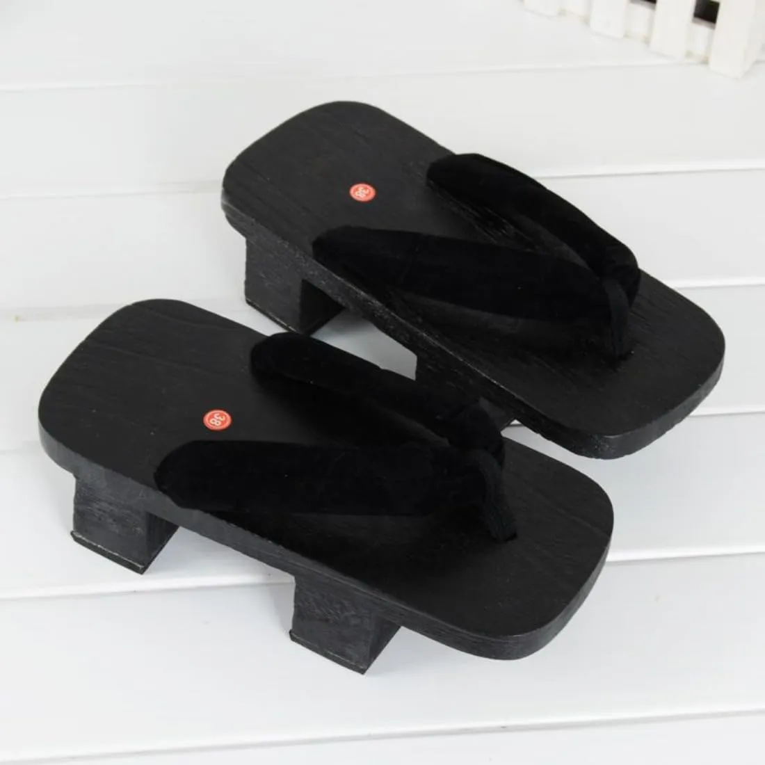 Wooden Geta Flip-Flops Sandals Floral Wooden Clogs Slippers Sandals Women's Height-Increasing Slippers