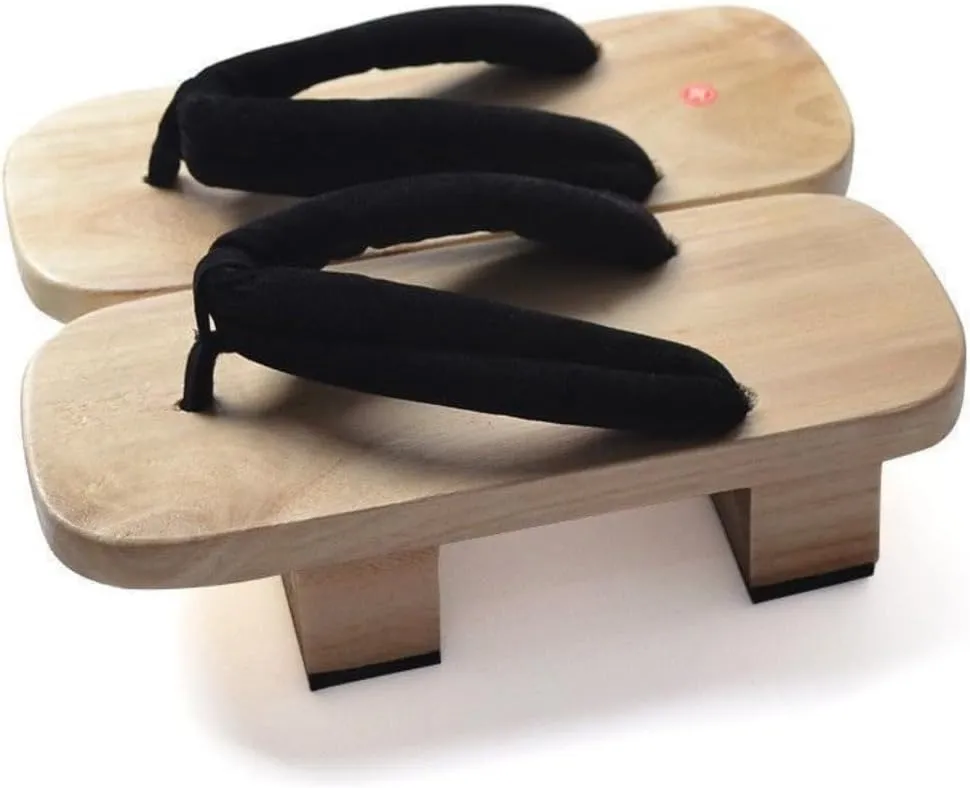 Wooden Geta Flip-Flops Sandals Floral Wooden Clogs Slippers Sandals Women's Height-Increasing Slippers