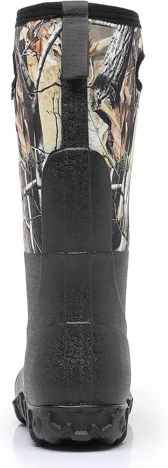 WTW Men's Rain Boots Neoprene - Waterproof Insulated Rubber Mud Boots for Men Winter Snow Work Boots Outdoor