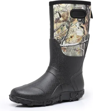 WTW Men's Rain Boots Neoprene - Waterproof Insulated Rubber Mud Boots for Men Winter Snow Work Boots Outdoor