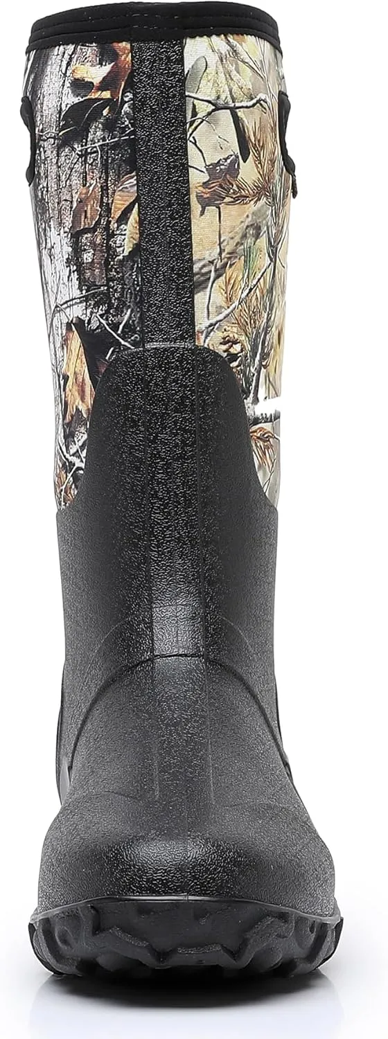 WTW Men's Rain Boots Neoprene - Waterproof Insulated Rubber Mud Boots for Men Winter Snow Work Boots Outdoor