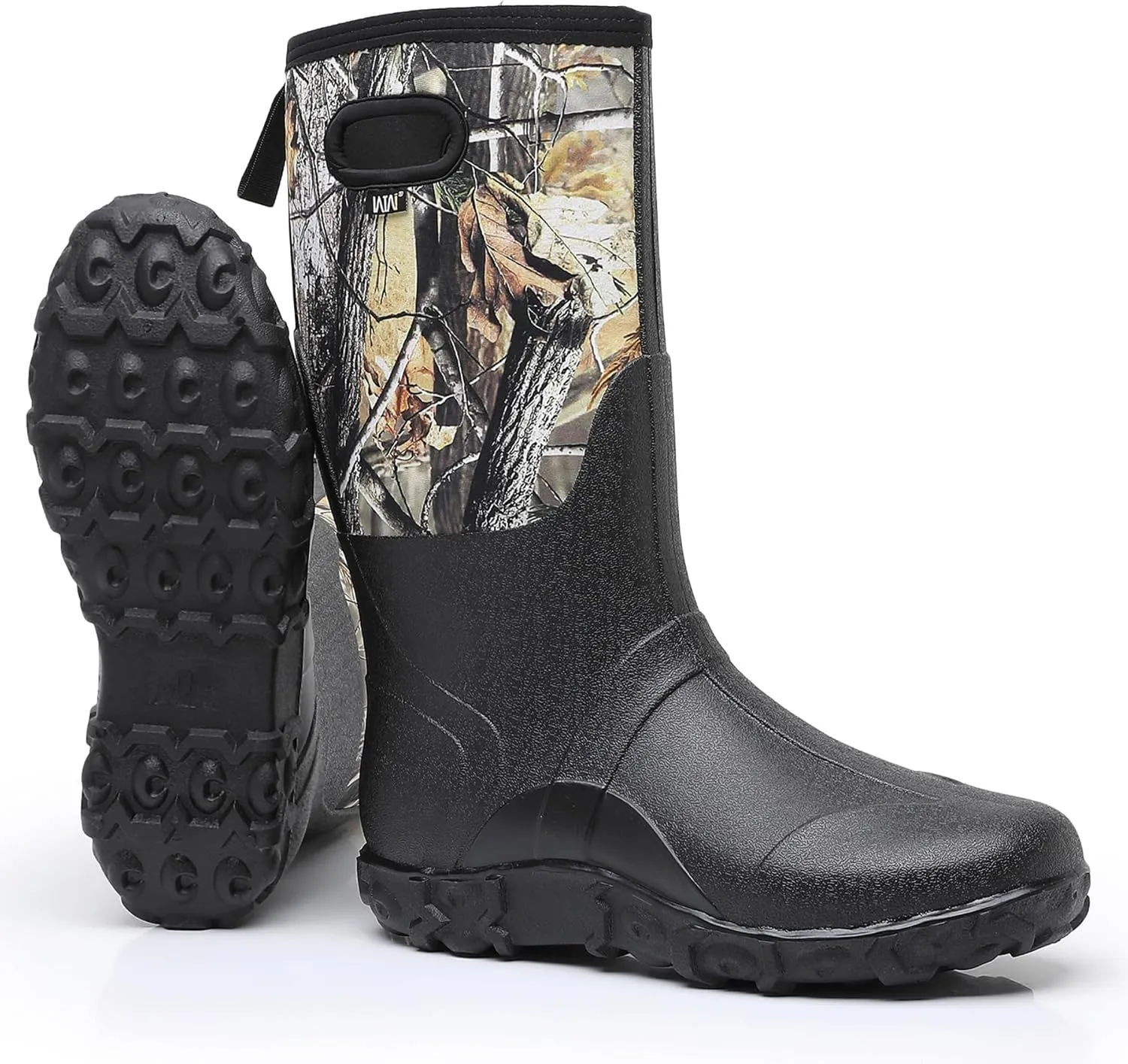 WTW Men's Rain Boots Neoprene - Waterproof Insulated Rubber Mud Boots for Men Winter Snow Work Boots Outdoor