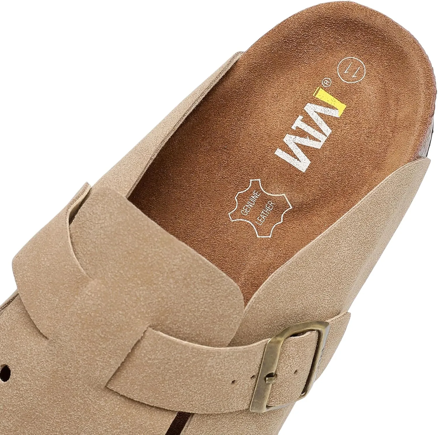 WTW Womens Clogs Cow Suede Soft Footbed Mules Unisex for Men Women Cork Clog Antislip Sole Slippers Mules Sandals with Adjustable Buckle