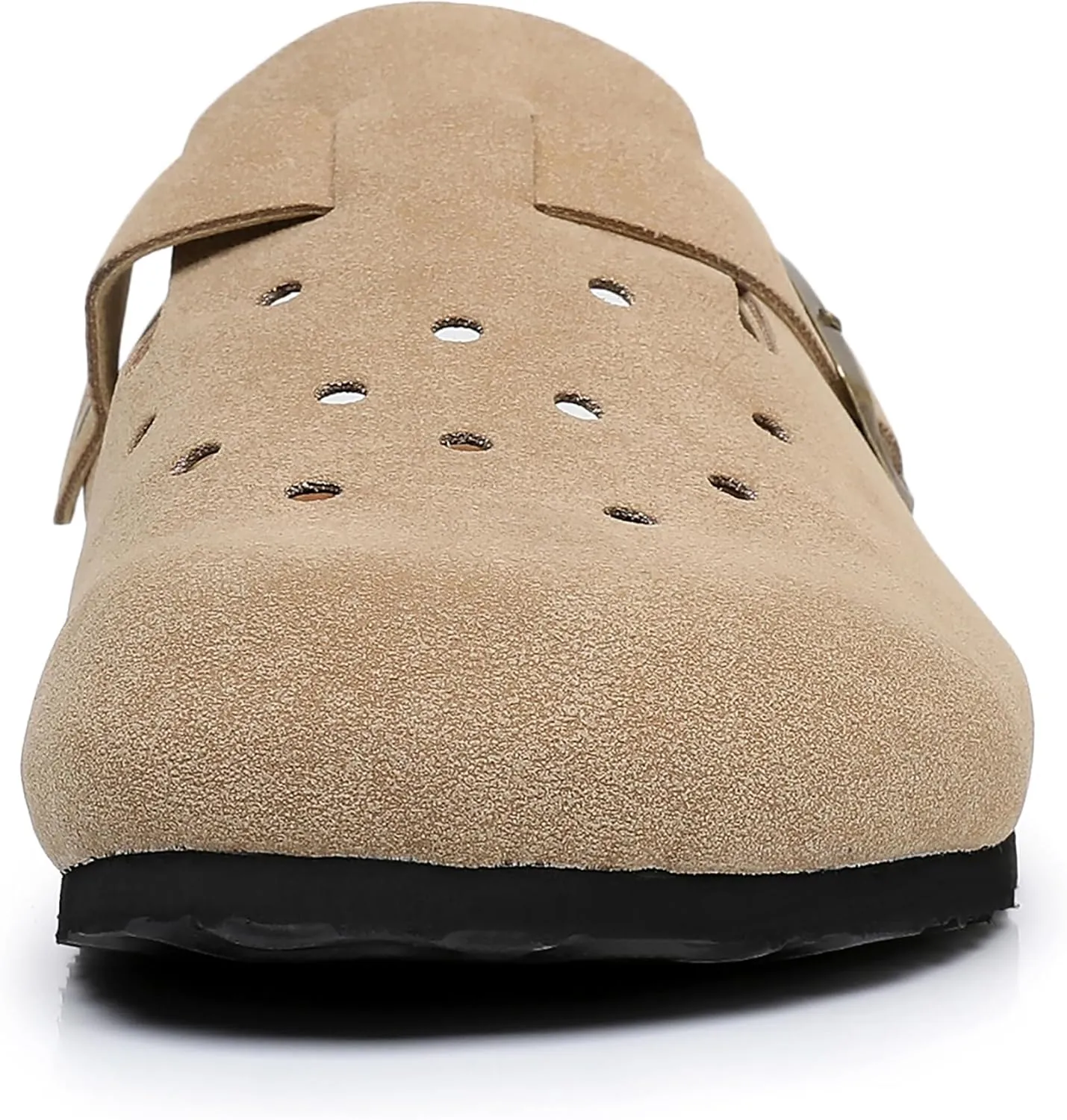 WTW Womens Clogs Cow Suede Soft Footbed Mules Unisex for Men Women Cork Clog Antislip Sole Slippers Mules Sandals with Adjustable Buckle