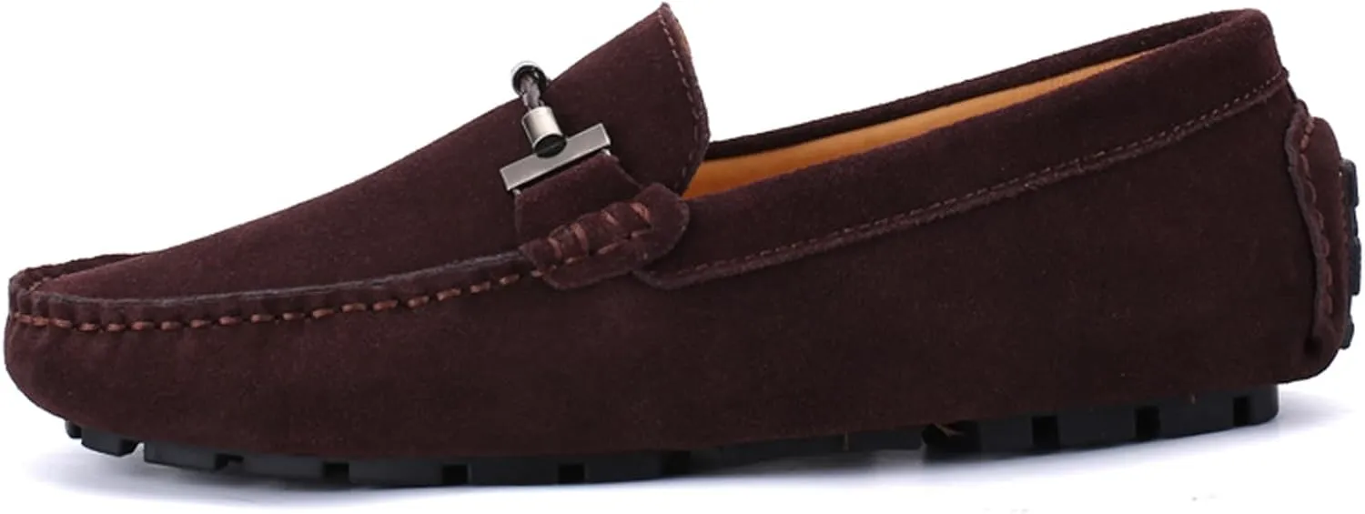 WUIWUIYU Men's Penny Loafers Moccasin Driving Shoes Slip On Flats Boat Shoes