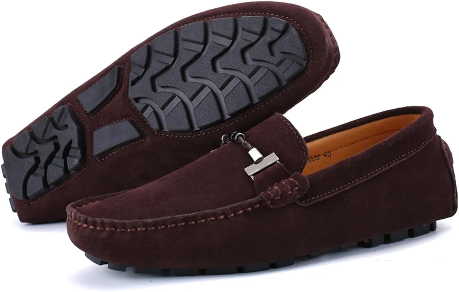 WUIWUIYU Men's Penny Loafers Moccasin Driving Shoes Slip On Flats Boat Shoes
