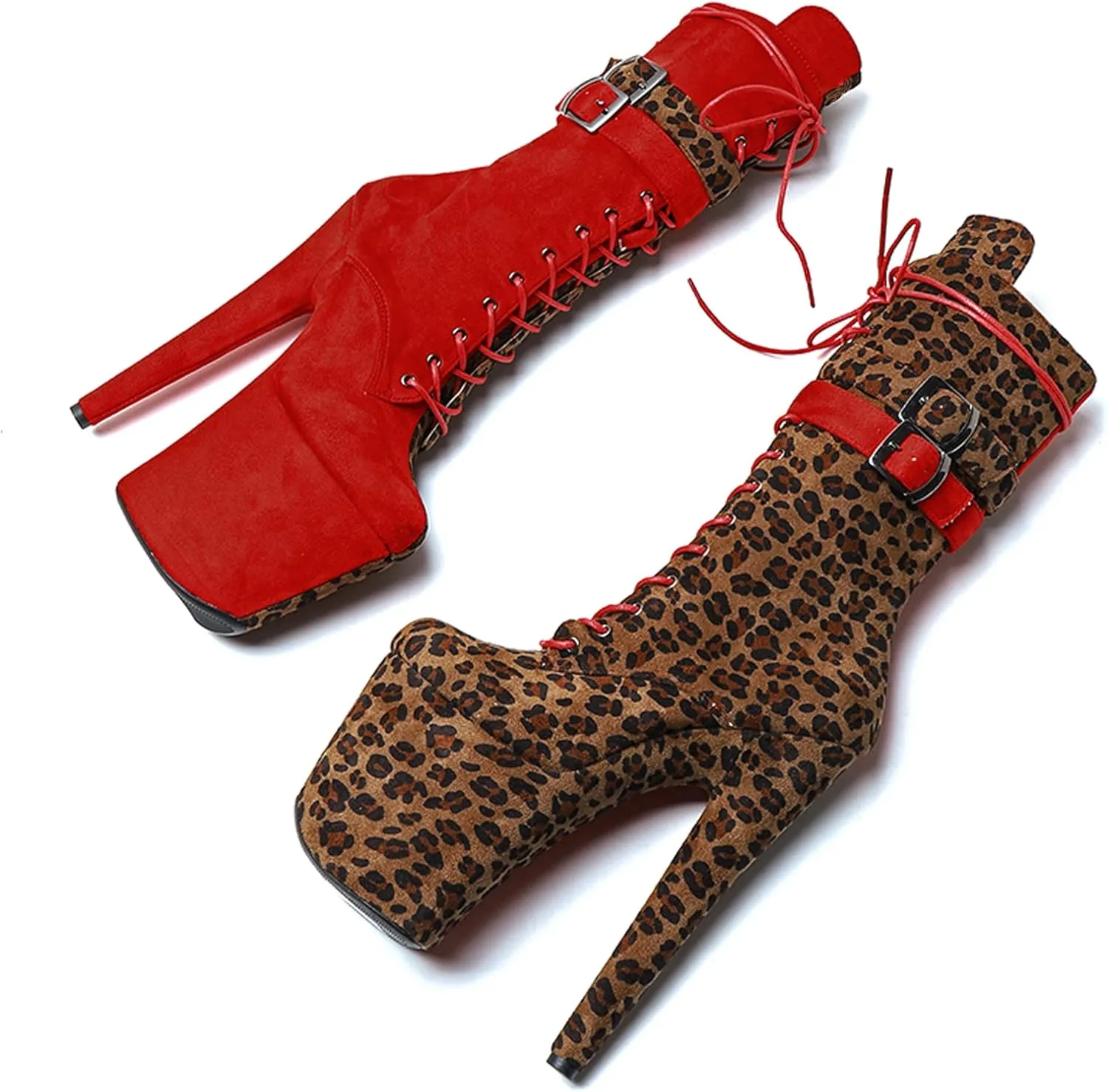 WUXIN H&P Women Pole Dancing Ankle Boots Shoes Heel, 20CM 8 Inch Exotic High Heel Platform Stiletto Boots