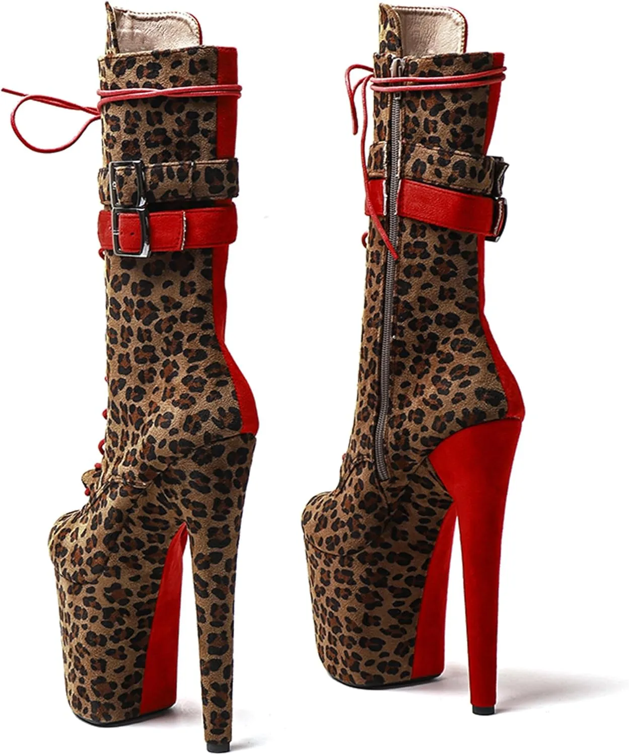WUXIN H&P Women Pole Dancing Ankle Boots Shoes Heel, 20CM 8 Inch Exotic High Heel Platform Stiletto Boots