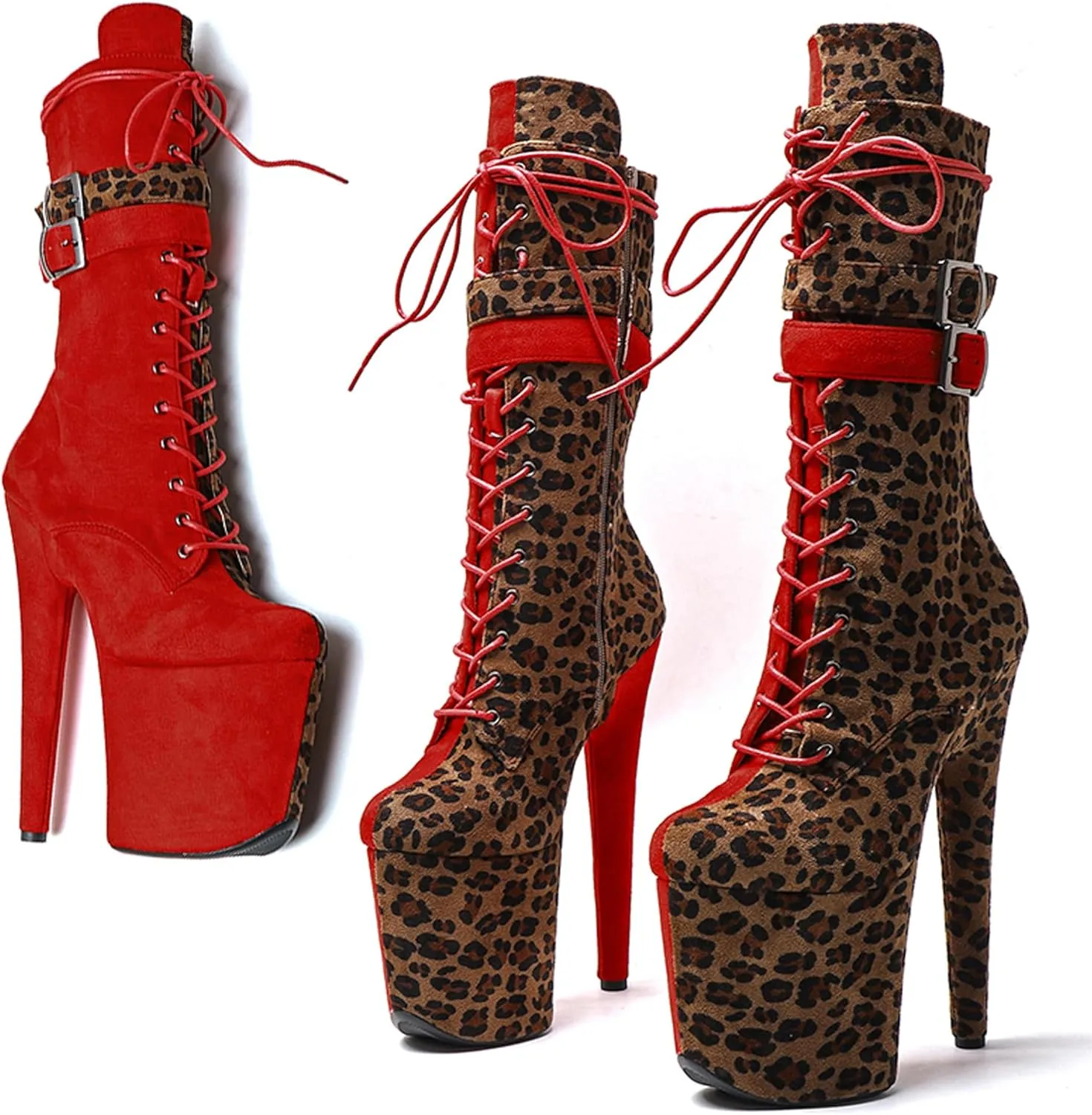 WUXIN H&P Women Pole Dancing Ankle Boots Shoes Heel, 20CM 8 Inch Exotic High Heel Platform Stiletto Boots