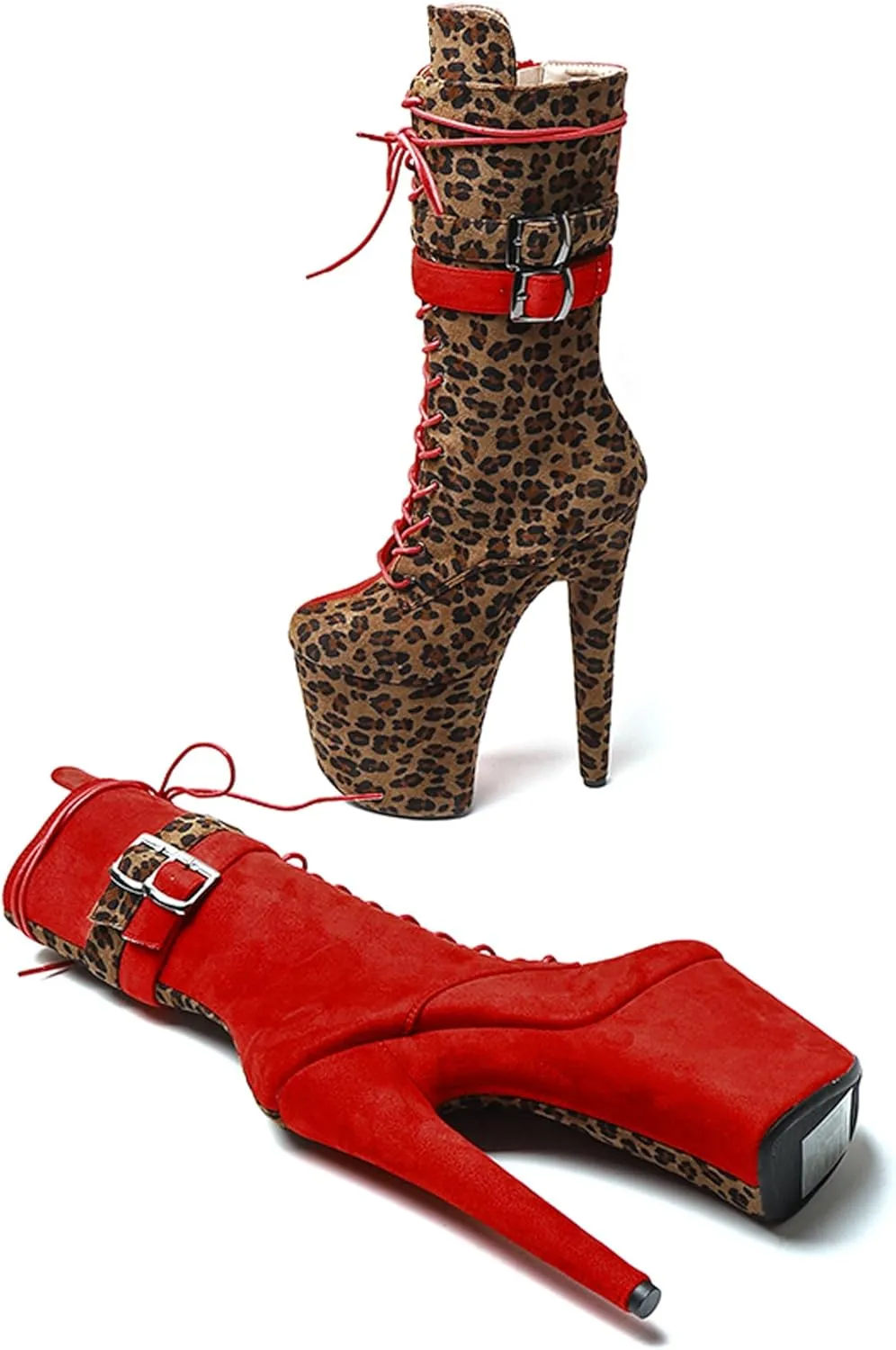 WUXIN H&P Women Pole Dancing Ankle Boots Shoes Heel, 20CM 8 Inch Exotic High Heel Platform Stiletto Boots