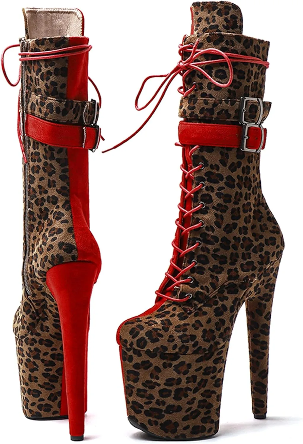 WUXIN H&P Women Pole Dancing Ankle Boots Shoes Heel, 20CM 8 Inch Exotic High Heel Platform Stiletto Boots