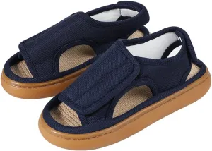 XGOPTS Diabetic Sandals for Men Wide Width Adjustable Summer Edema Swollen Slippers Soft Open Toe Surgical Shoes Anti-skid Breathable Orthopedic Footwear Elderly Sandals
