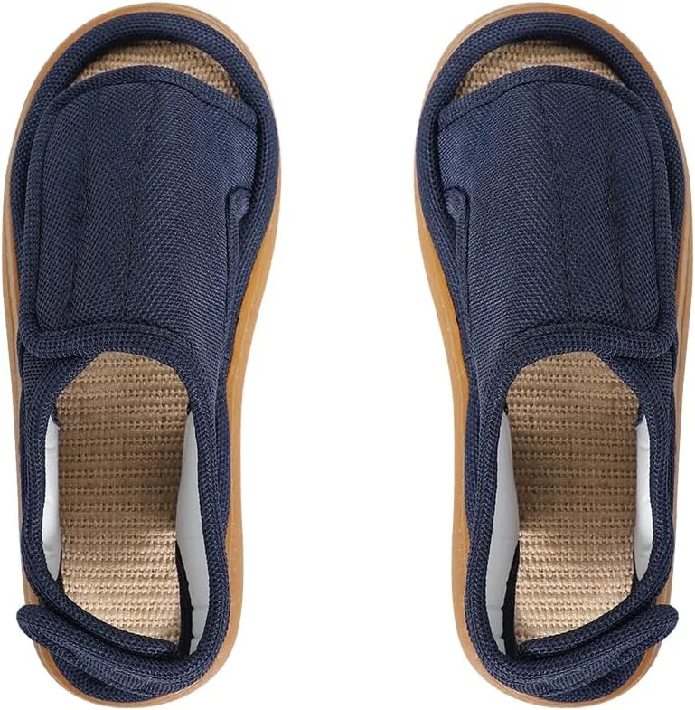 XGOPTS Diabetic Sandals for Men Wide Width Adjustable Summer Edema Swollen Slippers Soft Open Toe Surgical Shoes Anti-skid Breathable Orthopedic Footwear Elderly Sandals