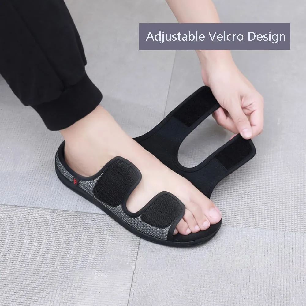 XGOPTS Diabetic Sandals for Women Men Extra Wide Diabetic Foot Shoes Swollen Feet Diabetic Edema Boots Slippers Non Slip Open Toe Adaptive Sandals Diabetic Arthritis Walking Shoes Adjustable Closure