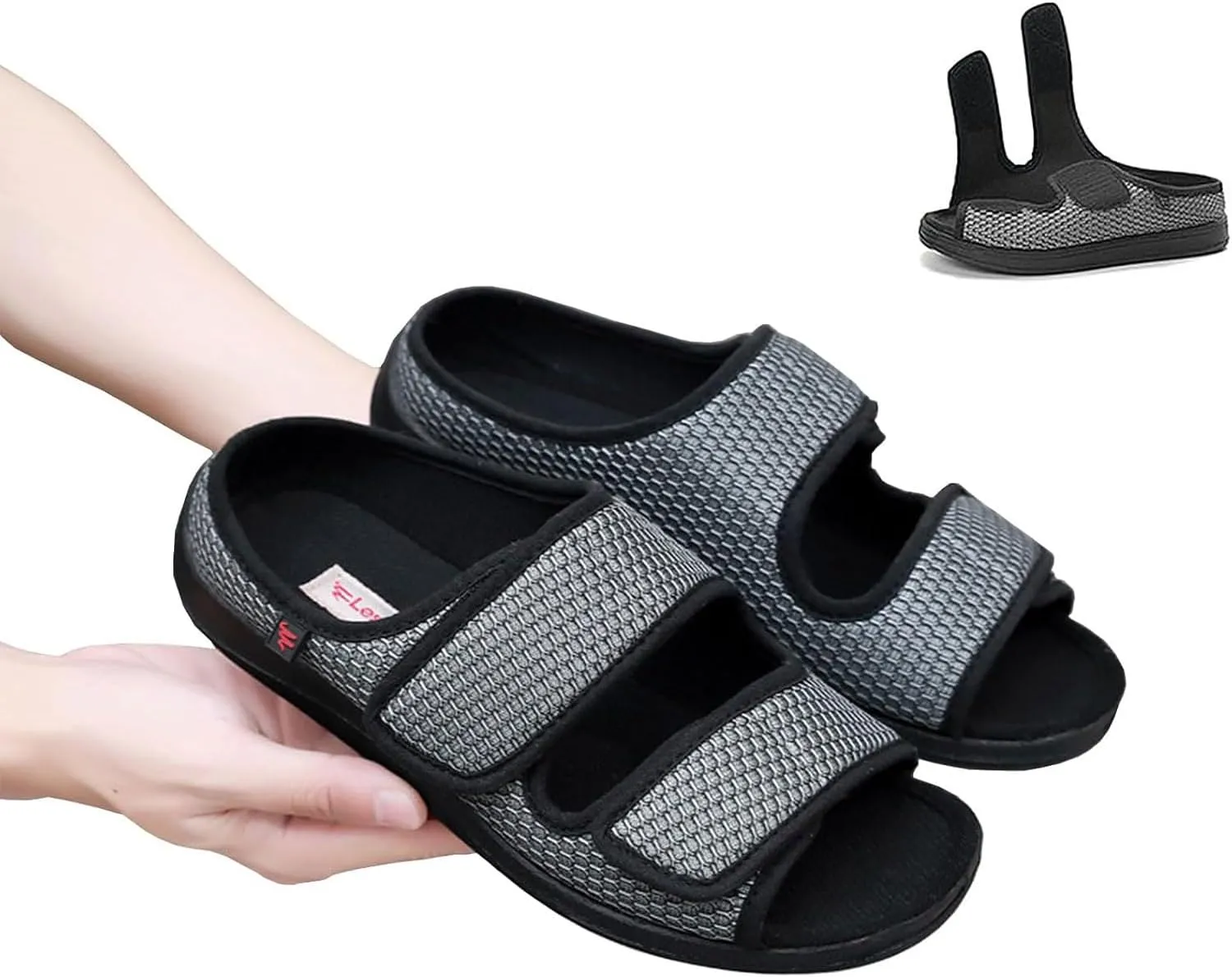 XGOPTS Diabetic Sandals for Women Men Extra Wide Diabetic Foot Shoes Swollen Feet Diabetic Edema Boots Slippers Non Slip Open Toe Adaptive Sandals Diabetic Arthritis Walking Shoes Adjustable Closure