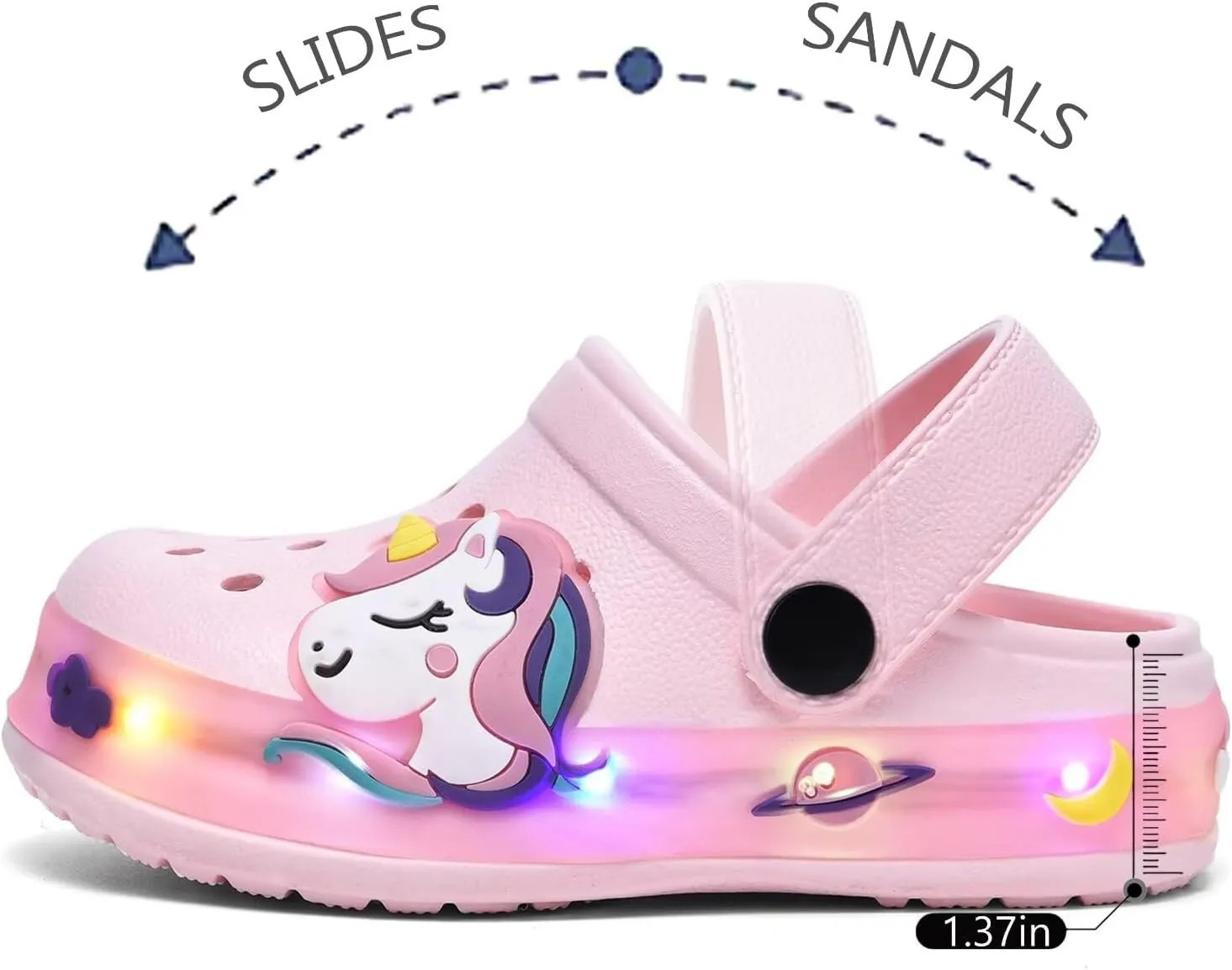 XPKWS Fur Lined Toddler Clogs Kids Slippers Fuzzy Light up Sandals Boys Girls Garden Shoes Winter Warm Cartoon Slides Slip on Lightweight