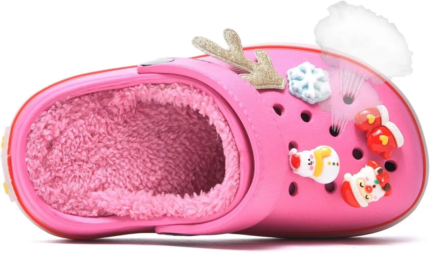 XPKWS Fur Lined Toddler Clogs Kids Slippers Fuzzy Light up Sandals Boys Girls Garden Shoes Winter Warm Cartoon Slides Slip on Lightweight