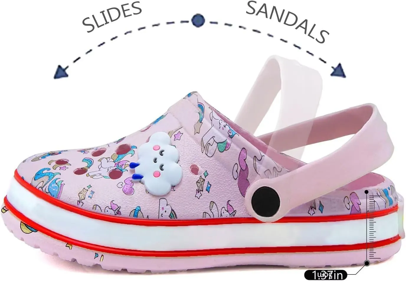 XPKWS Toddler Kids Clogs Boys Girls LED Garden Shoes Light up Sandals Slip on Quick Dry Beach Slippers