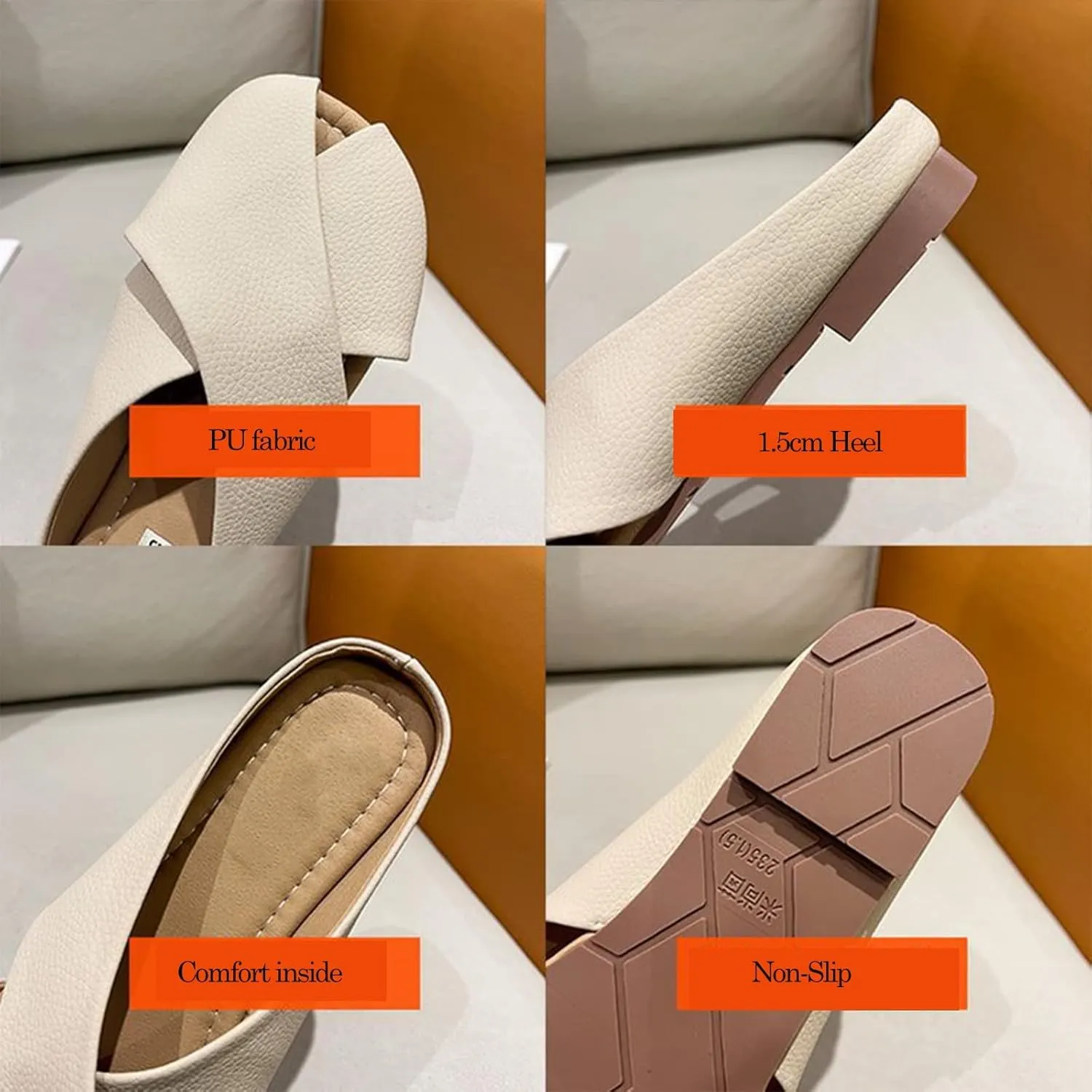XUEMML Clogs Shoes For Women，Leather Slipper Summer Comfortable Vintage Casual Beach Closed Foot Teeth Slip On Mules Sandals