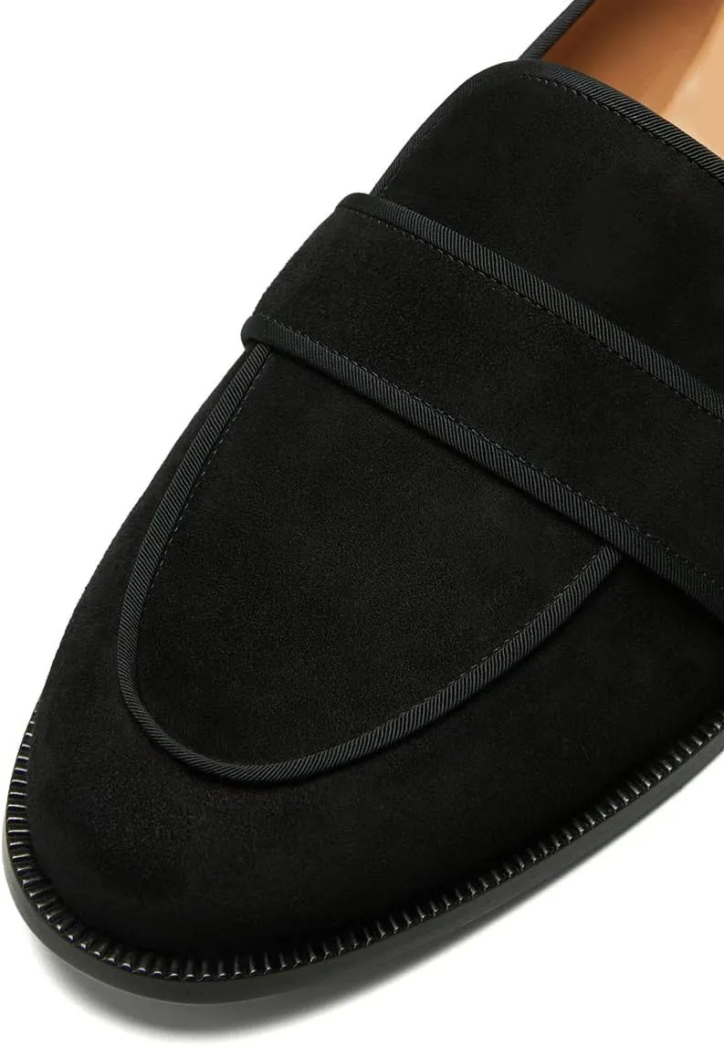 XYD Women's Closed Almond Toe Slip On Moccasins Low Heel Flats Comfy Formal Casual Office Work Dress Loafers Shoes