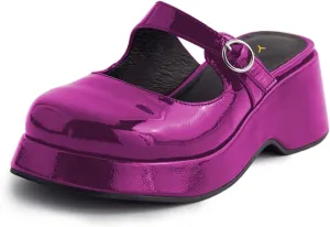 YDN Women Buckle Mules Ankle Strap Slippers Slip On Sandals Platform Wedge Low Heels Closed Round Toe Shoes Party Shopping Indoor Size 4-16 US