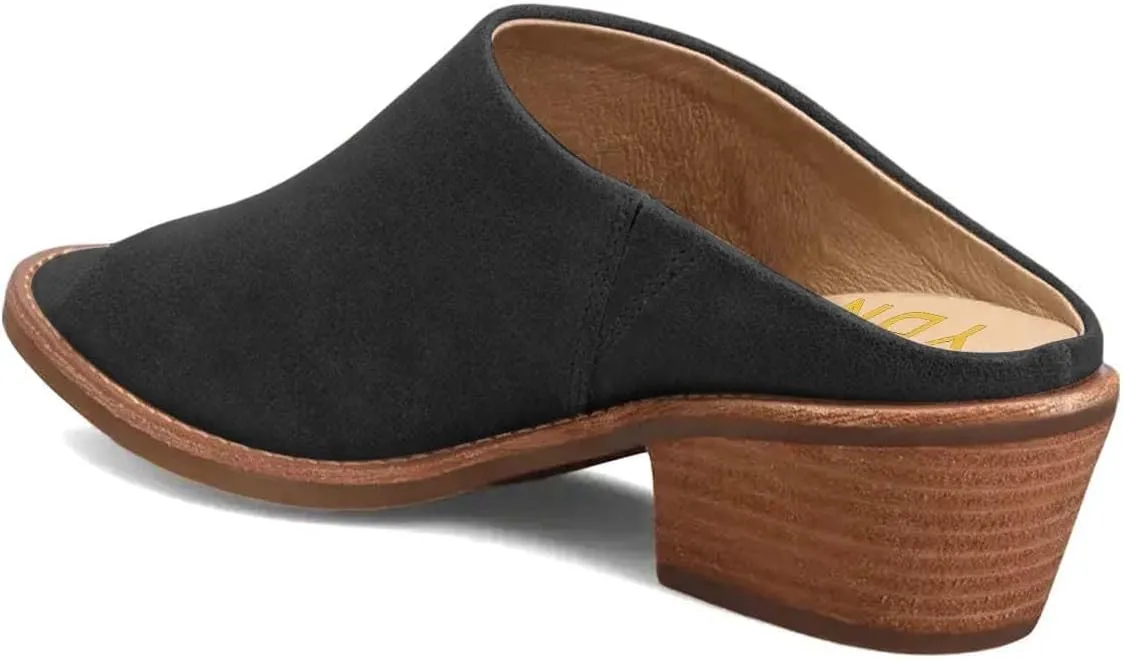 YDN Women Dressy Mules Round Peep Toe Sandals Slip on Elastic Slippers Low Block Heels Shoes Daily Size 4-15 US