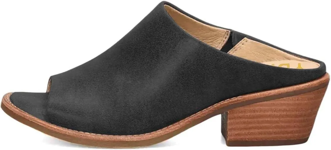 YDN Women Dressy Mules Round Peep Toe Sandals Slip on Elastic Slippers Low Block Heels Shoes Daily Size 4-15 US