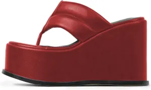 YDN Women Dressy Platform Mules Round Open Toe Slip On Sandals Wide Strap Flip Flop Slippers Wedge High Heels Shoes Party Daily Size 4-15 US