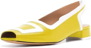 YDN Women Retro Square Toe Low Block Heel Patchwork Loafers Slingback Slip On Multicolored Office Ladies Dress Sandal Pumps