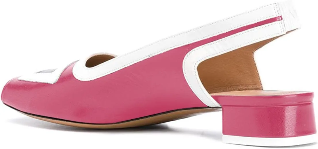 YDN Women Retro Square Toe Low Block Heel Patchwork Loafers Slingback Slip On Multicolored Office Ladies Dress Sandal Pumps