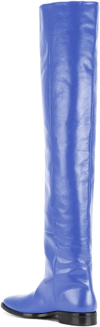 YDN Women Winter Over The Knee Boots Round Toe Flat Heel Riding Boots Pull On Warm Outfit Shoes Size 4-15 US