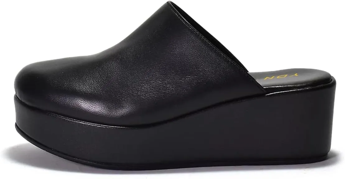 YDN Women's Cute Round Toe Platform Heeled Mules Mid Wedge Heels Slippers Comfort Slip On Sandals Indoor and Outdoor Slide Shoes Size 4-16 US