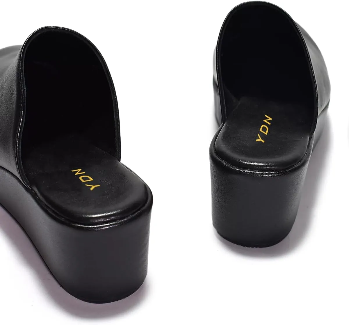 YDN Women's Cute Round Toe Platform Heeled Mules Mid Wedge Heels Slippers Comfort Slip On Sandals Indoor and Outdoor Slide Shoes Size 4-16 US