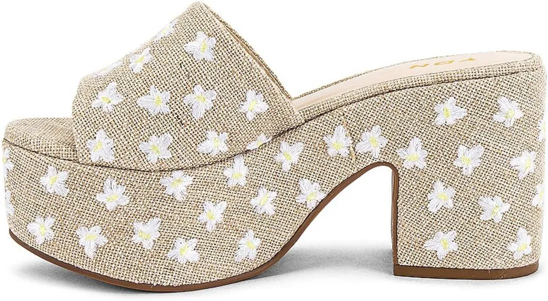 YDN Women's Platform Heeled Mules Round Toe Chunky Block Heels Slip On Comfy Slide Sandals Indoor and Outdoor Slippers Shoes Size 4-16 US