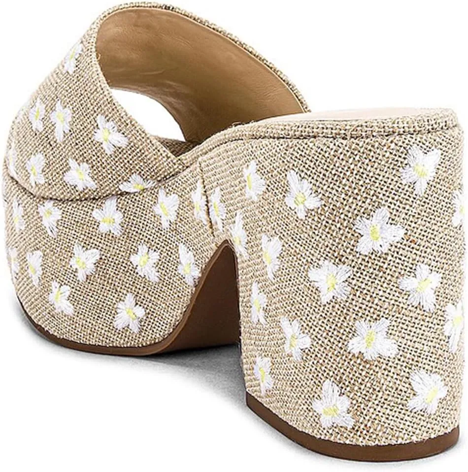 YDN Women's Platform Heeled Mules Round Toe Chunky Block Heels Slip On Comfy Slide Sandals Indoor and Outdoor Slippers Shoes Size 4-16 US